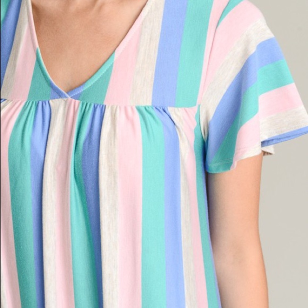 Asymmetrical Ruffle Multi Color Pastel Dress - Picture 2 of 3